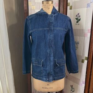 Vintage BLASSPORT Denim Hooded Jacket | 1990s Zip-Front Utility Jean Jacket